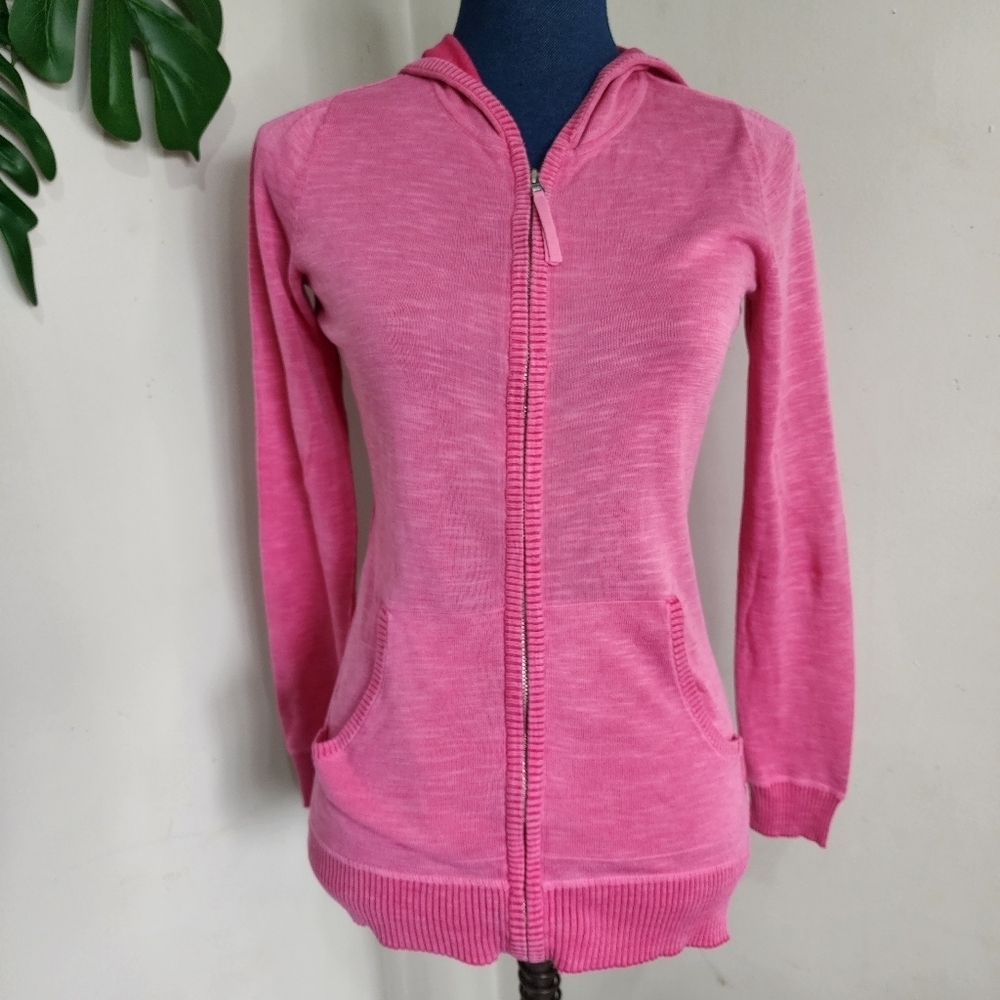 Banana Republic Heathered Pink Cotton Zipper Hoodie Jacket